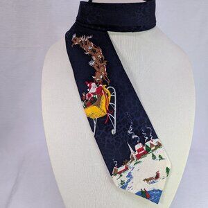 Vintage Men's Tie Christmas Santa's Sleigh Louis Simard